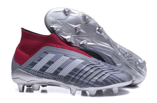 Adidas Predator 18+ Paul Pogba FG Soccer Cleats Iron Metallic Grey Red - soccerstory