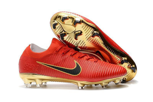 Nike Mercurial Vapor Flyknit Ultra FG Soccer Cleats Red Golden - soccerstory