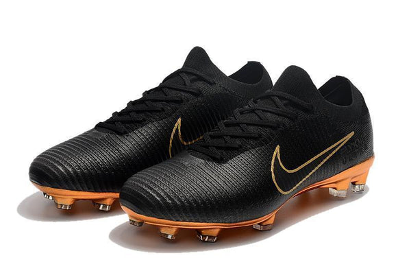 Nike Mercurial Vapor Flyknit Ultra FG Soccer Cleats Black Golden - soccerstory