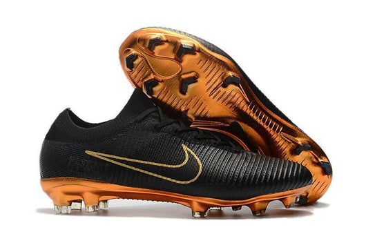 Nike Mercurial Vapor Flyknit Ultra FG Soccer Cleats Black Golden - soccerstory