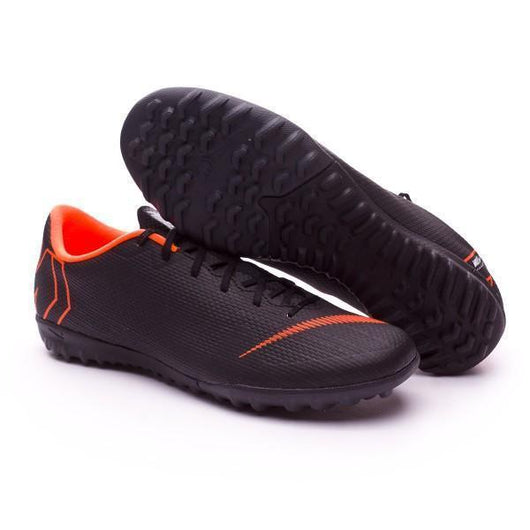 Nike Mercurial VaporX XII Academy Turf Soccer Cleats Black Orange - soccerstory