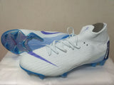 Nike Mercurial Superfly VI Academy MG Cleat White Blue High Cut - soccerstory