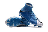 Nike Hypervenom Phantom III DF FG Soccer Cleats White Blue Grey - soccerstory
