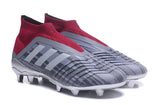 Adidas Predator 18+ Paul Pogba FG Soccer Cleats Iron Metallic Grey Red - soccerstory