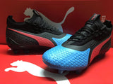 Puma One 1 Glory Leather FG Black Blue Red - soccerstory