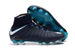 Nike Hypervenom Phantom III DF FG Soccer Cleats Navy Blue White - soccerstory