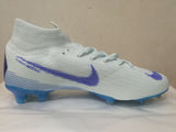 Nike Mercurial Superfly VI Academy MG Cleat White Blue High Cut - soccerstory